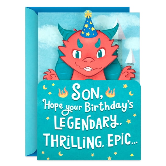 Hallmark Pop-Up Birthday Card for Son (Baby Dragon With Party Hat)