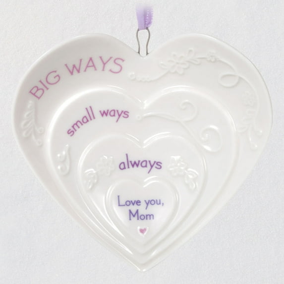Hallmark QHX4035 Love You, Mom Hearts Porcelain 2021 Ornament