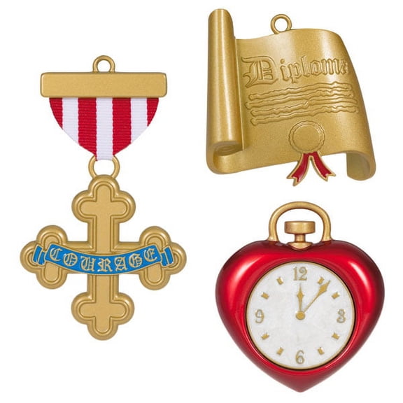 Hallmark QK1332 The Wizard of Oz Courage, Brain, and Heart Metal (Set of 3) 2021 Ornament