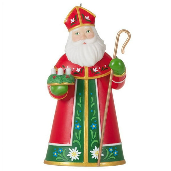 Hallmark QXE3265 Santa From Around the World Austria Porcelain and Metal 2021 Ornament
