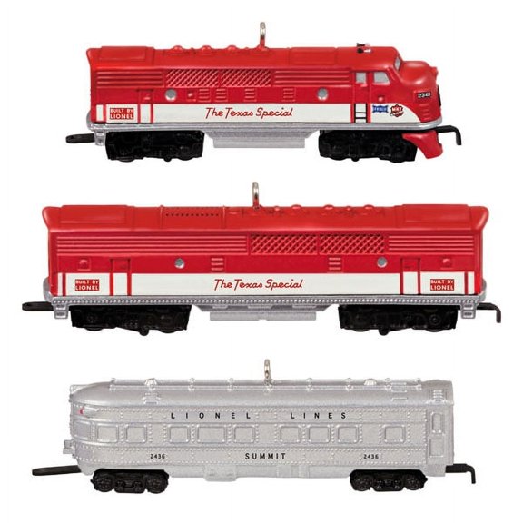 Hallmark QXM8285 Mini Lionel 1520W Texas Special Passenger Metal, (Set of 3) 2021 Ornaments