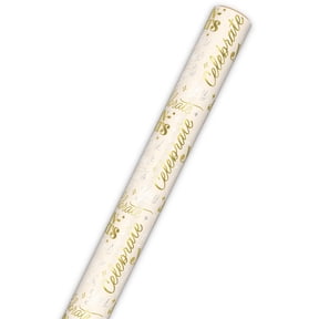 Hallmark Wrapping Paper Roll (Congratulations Messages on Cream Metallic) 17.5 sq. ft.