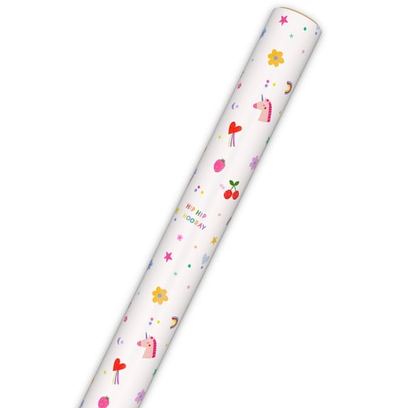 Hallmark Birthday Wrapping Paper Roll (Colorful Doodles on White) 20 sq. ft.