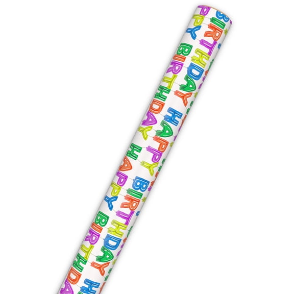 Hallmark Wrapping Paper Roll (Happy Birthday Balloon Letters on White) 20 sq. ft.