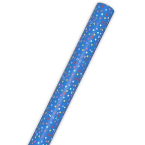 Hallmark Mini Wrapping Paper Roll (Happy Birthday Dots on Blue) 15 sq. ft.