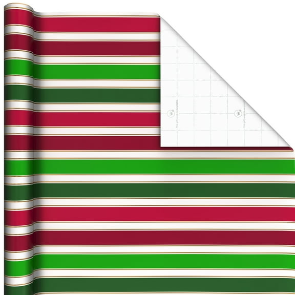 Hallmark Christmas Wrapping Paper Roll (Red and Green Stripes) 35 Sq. ft.