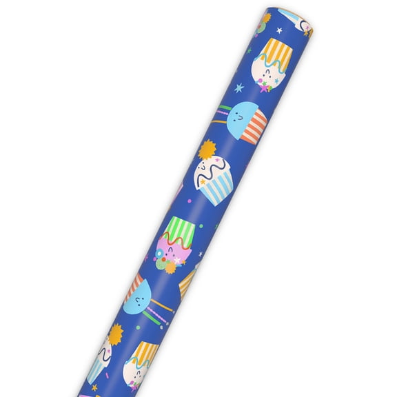 Hallmark Wrapping Paper Roll (Vanilla Scented Cupcakes on Periwinkle) 15 sq. ft.
