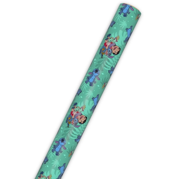Hallmark Disney Lilo & Stitch Wrapping Paper Roll (Green Batik Print) 17.5 sq. ft.