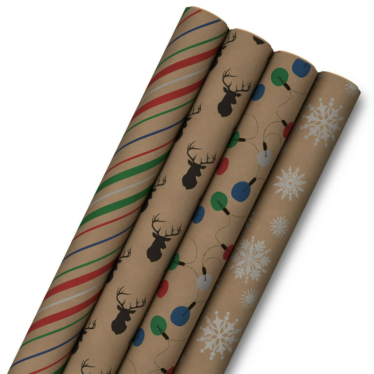 BULKYTREE Christmas Wrapping Paper with Cut Lines for Kids Boys Girls - 3  Mini Rolls Vintage Red Truck, Xmas Greetings Tree, Polar Bear in Black 