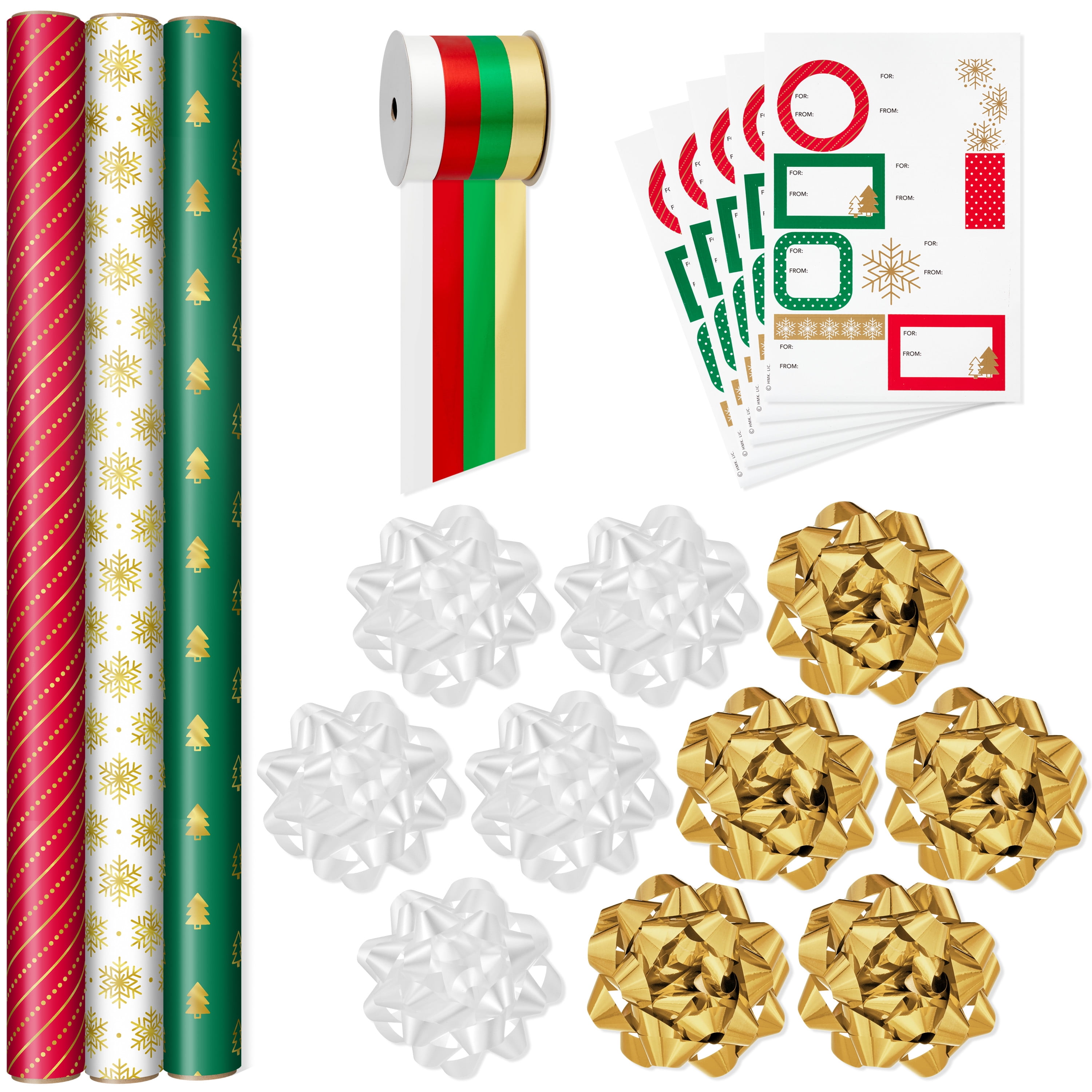 Hallmark Wrapping Paper Christmas Gold Glitter Dots On Green 35 sq ft Roll  Gift