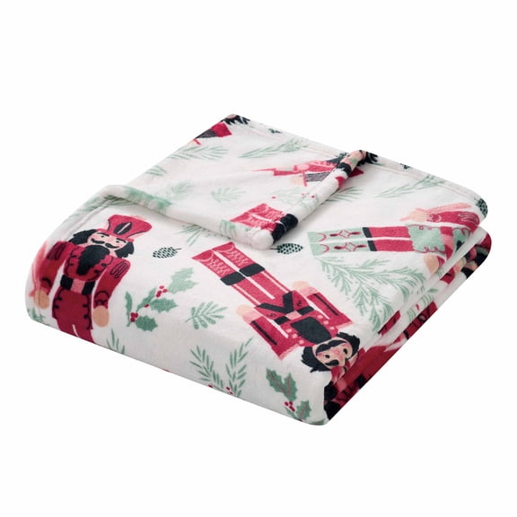 Hallmark Red/Green Nutcracker Plush Throw, 50" x 70"