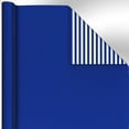thumbnail image 1 of Hallmark Reversible Wrapping Paper Roll (Royal Blue Solid and Striped) 20 sq. ft., 1 of 5