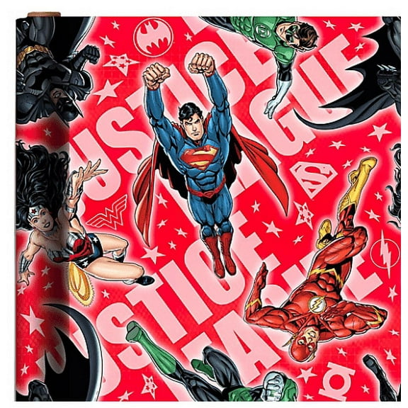Hallmark Roll Wrap Justice League 22.5 Sq Ft