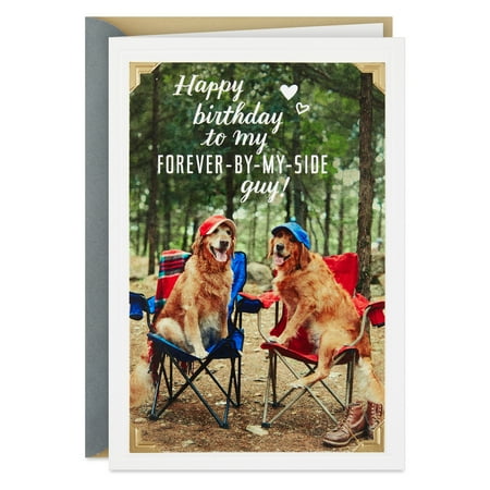 Hallmark Romantic Birthday Greeting Card for Him (Two Dogs in Hats)