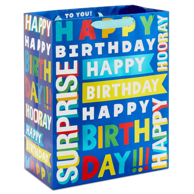 Hallmark Large Birthday Gift Bag Set With Card & Tissue - Stripes Design For Men