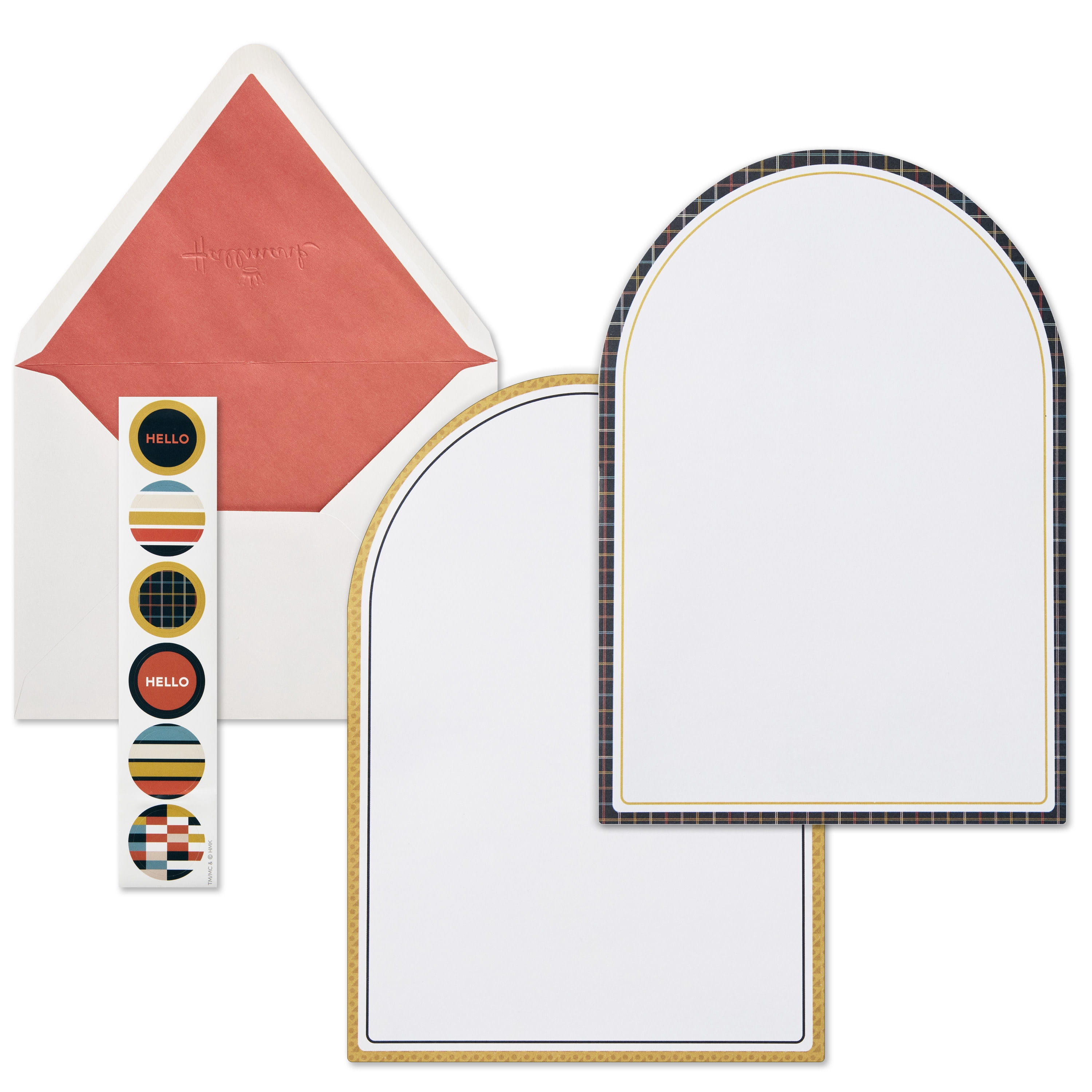 Hallmark Stationery Set With Seals (Arched Plaid and Patterned), 12 sheets