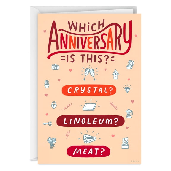 Hallmark Shoebox Funny Anniversary Card (Crystal, Linoleum, Meat)