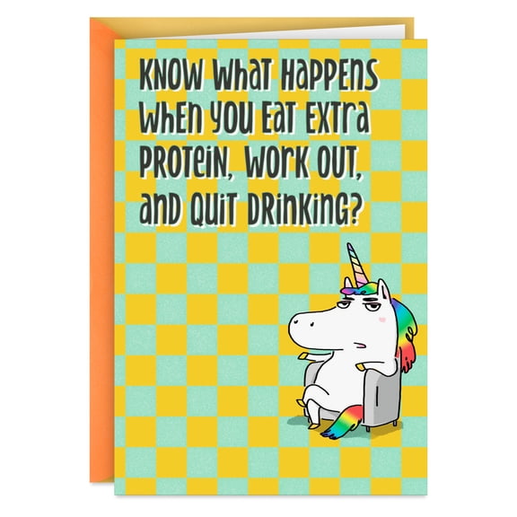 Hallmark Shoebox Funny Birthday Card (You Die Anyway, Meh Unicorn)