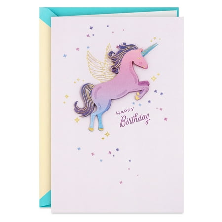 Hallmark Signature Birthday Card for Kids (Ombre Unicorn)