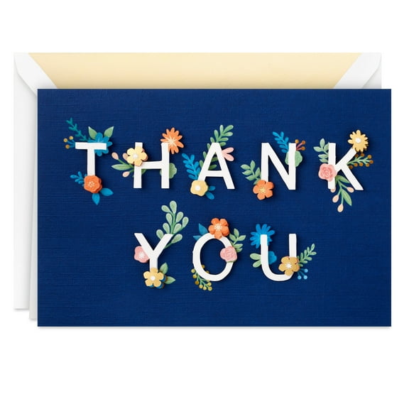 Hallmark Signature Blank Thank-You Card (Blue Floral)