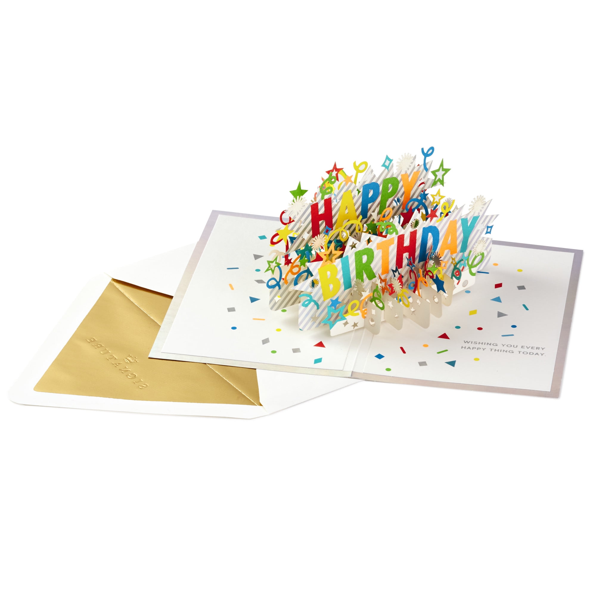 Hallmark Signature Paper Wonder 3D Pop-Up Birthday Card (Rainbow Stripes and Stars)