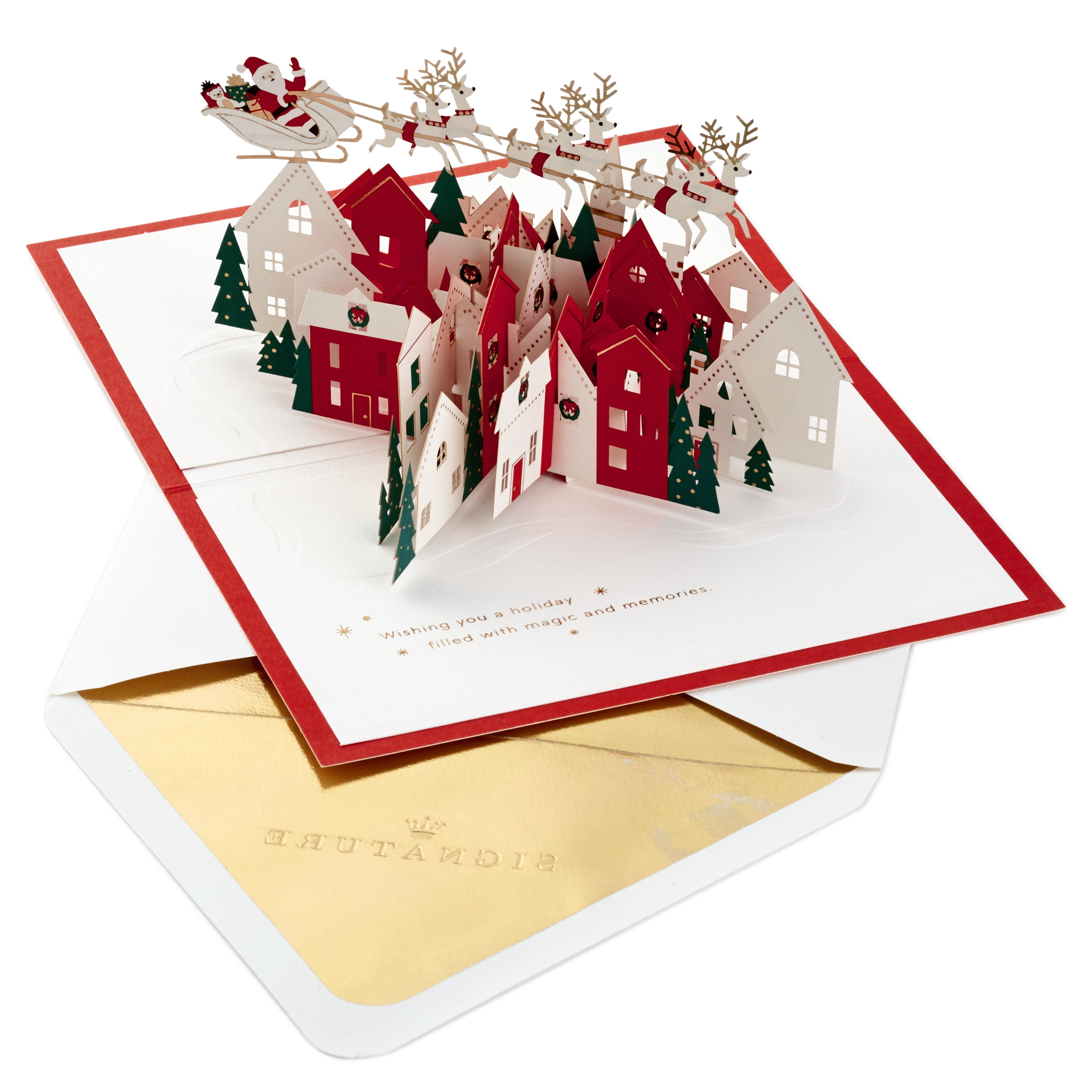 Hallmark Signature Pop-Up Weihnachtskarten – Set Mit 4 3D-Karten & Umschlägen, Festliche Motive Wie Schneemann & Weihnachtsmann