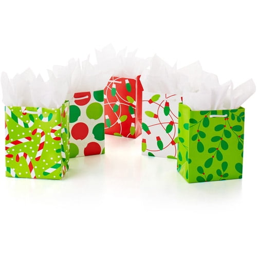 Hallmark Small Holiday Gift Bags, 5Pack