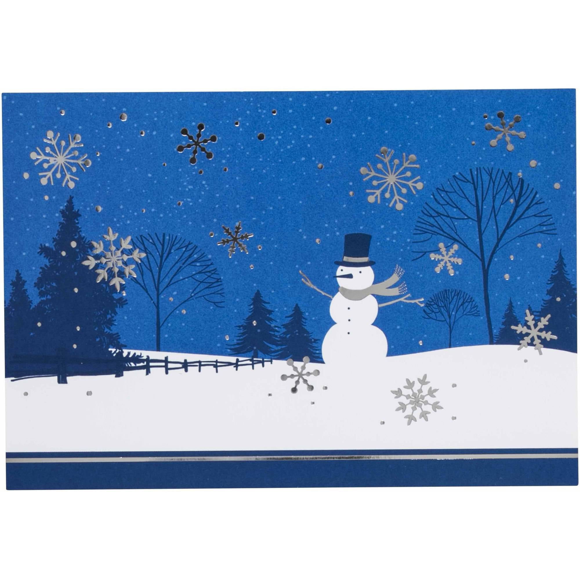 Hallmark Snowman Scebe on Blue Christmas Boxed Cards