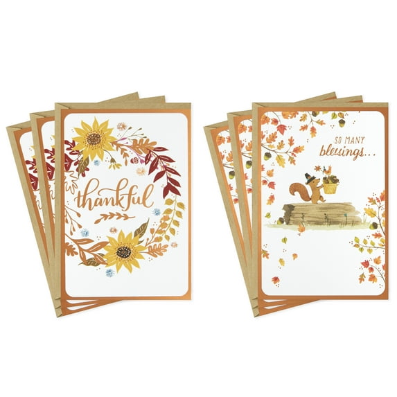 Hallmark So Many Blessings Dayspring Religious Thanksgiving Greeting Cards with Envelopes, 6.4" x 8.31" (6 Count)