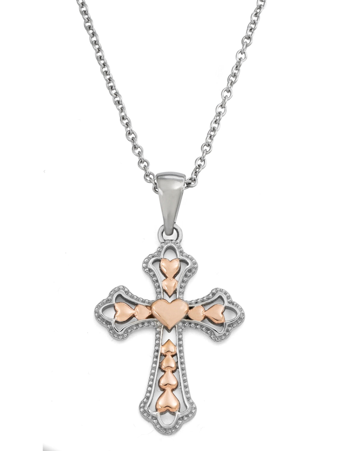 Hallmark Stainless Steel Tt Cross Hearts Pendant
