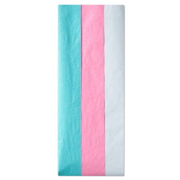 Hallmark Solid Assortment Tissue Paper (Aqua/Pink/White) 12 sheets total