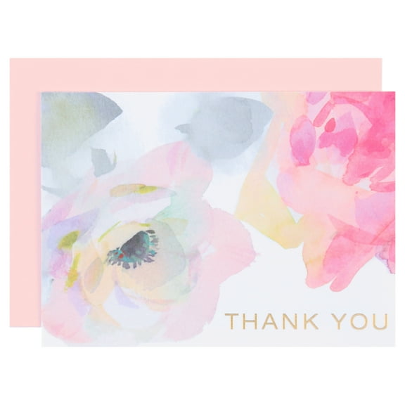Hallmark Thank You Cards, Watercolor Flowers (10 Cards with Envelopes)