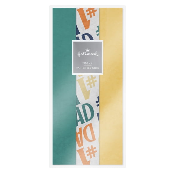 Hallmark 3-Pack Assorted Tissue Paper (Teal/#1 Dad Print/Yellow) 22 Sheets