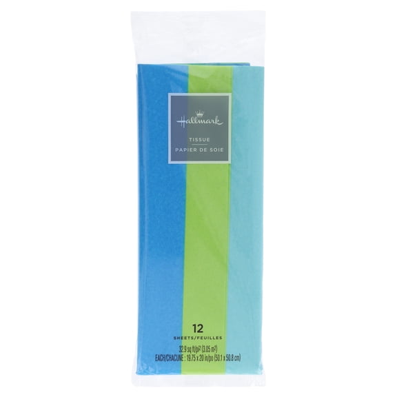 Hallmark 3-Pack Assortment Tissue Paper (Solid Blue/Citrus Green/Aqua) 12 sheets