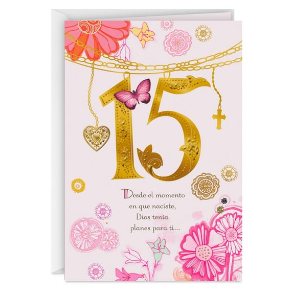 Hallmark VIDA Spanish-Language Religious Quinceañera Card (God Has Plans For You)