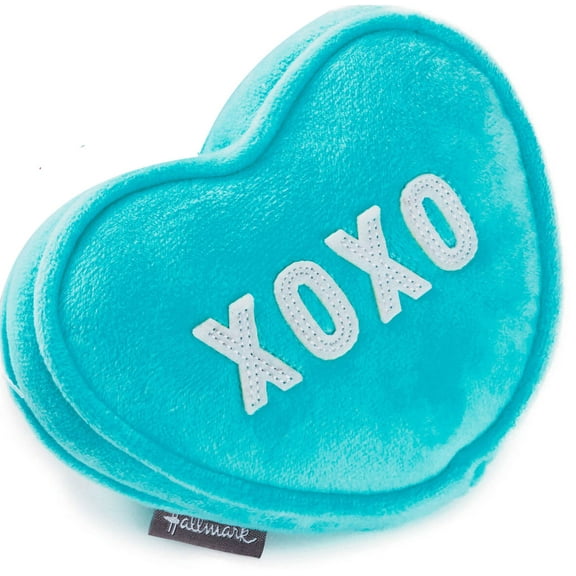 Hallmark Valentine Love XOXO Candy Heart Blue Plush With Pocket New with Tag