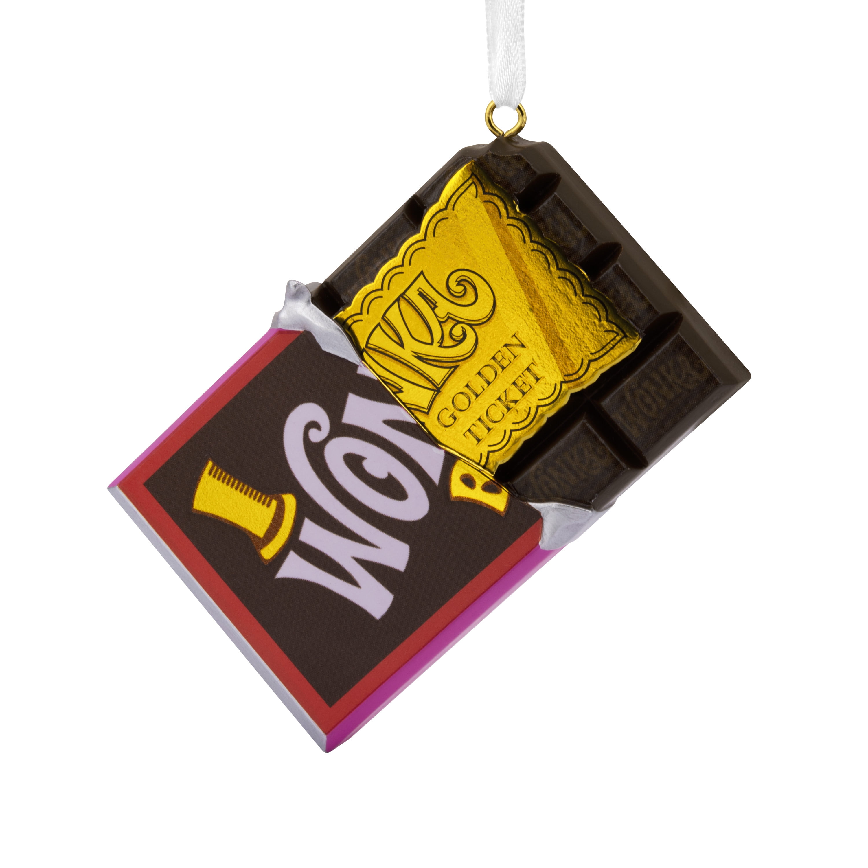 Hallmark Willy Wonka and The Chocolate Factory Wonka Bar with Golden Ticket  Ornament, 0.18lbs