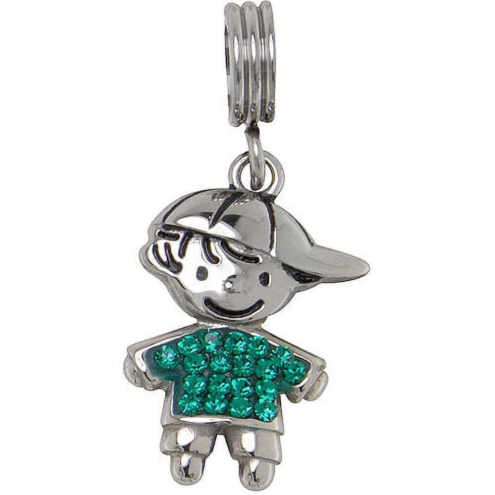 Hallmark Women's Stainless-Steel Crystal Birthstone Boy Charm
