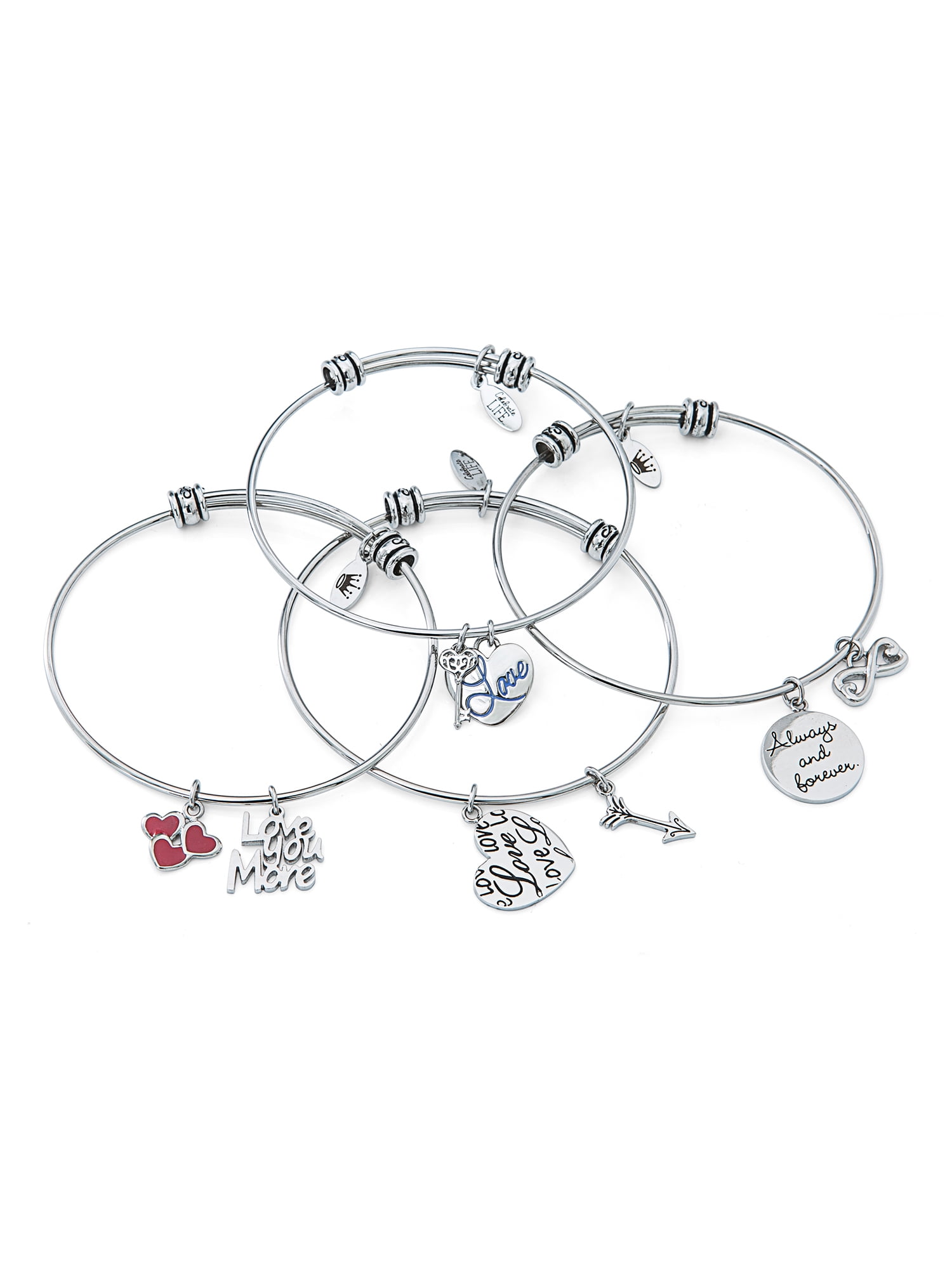 Hallmark Women's Stainless Steel Love Bangle Set