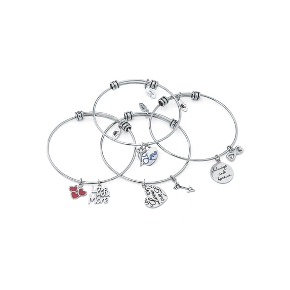 Hallmark Women's Stainless Steel Inscribed Love Bangle Set