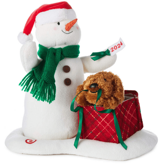 Hallmark Wrapped in Joy Singing Snowman Plush With Motion, 10" New With Tag