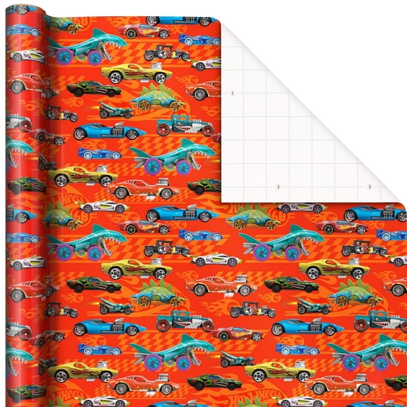 Hallmark Wrapping Paper, 20 sq. ft. (Hot Wheels Cars on Red)
