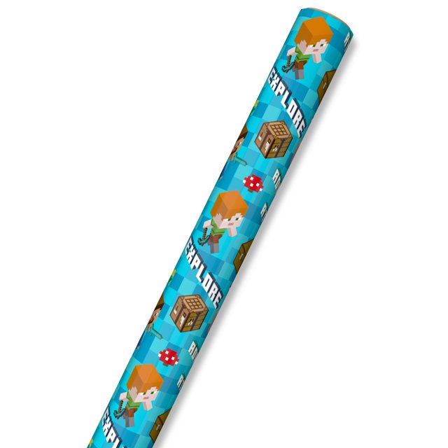 Hallmark Wrapping Paper, 20 sq. ft. (Minecraft Adventure on Blue