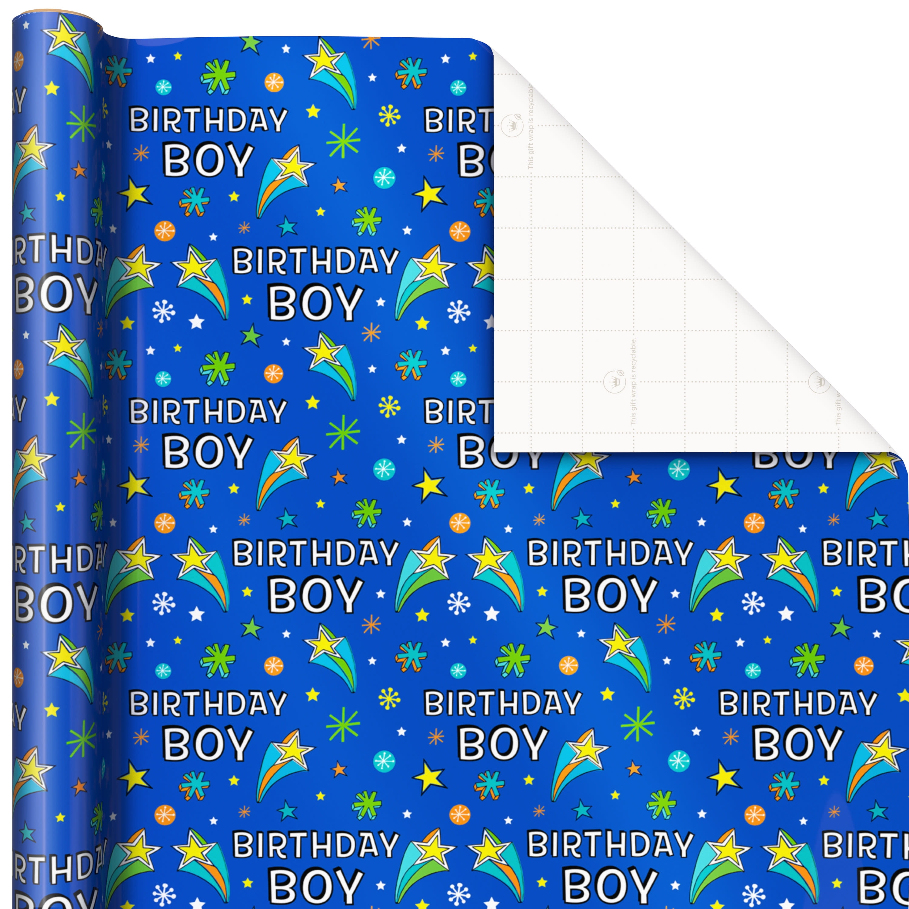 Hallmark Wrapping Paper (Birthday Boy Stars on Blue)