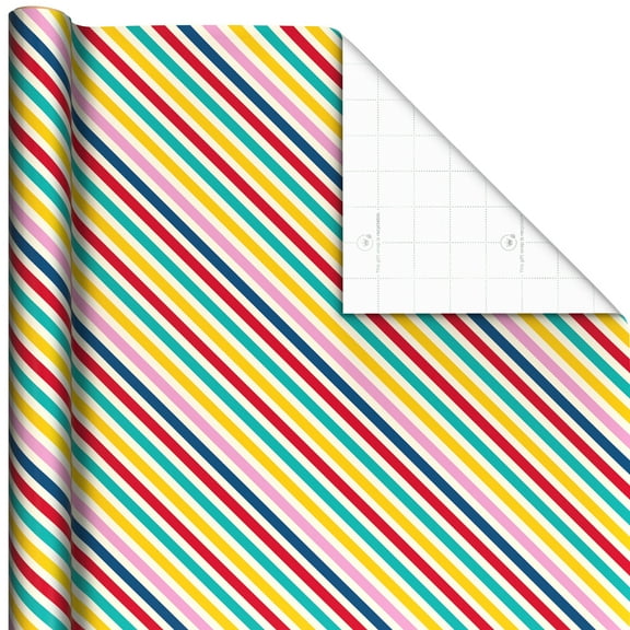Hallmark Wrapping Paper Roll (Colorful Diagonal Stripes) 20 sq. ft.