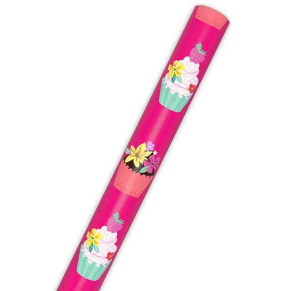 Hallmark Wrapping Paper Roll (Fancy Cupcakes on Hot Pink) 20 sq. ft.