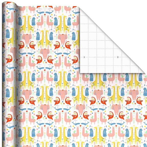 Hallmark Wrapping Paper Roll (Folk Art Animals) 20 Sq. ft.