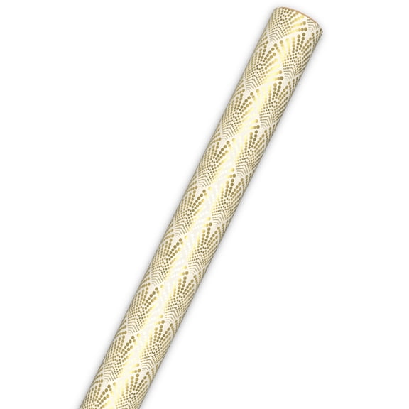 Hallmark Wrapping Paper Roll (Gold Art Deco Fans) 17.5 Sq. ft.