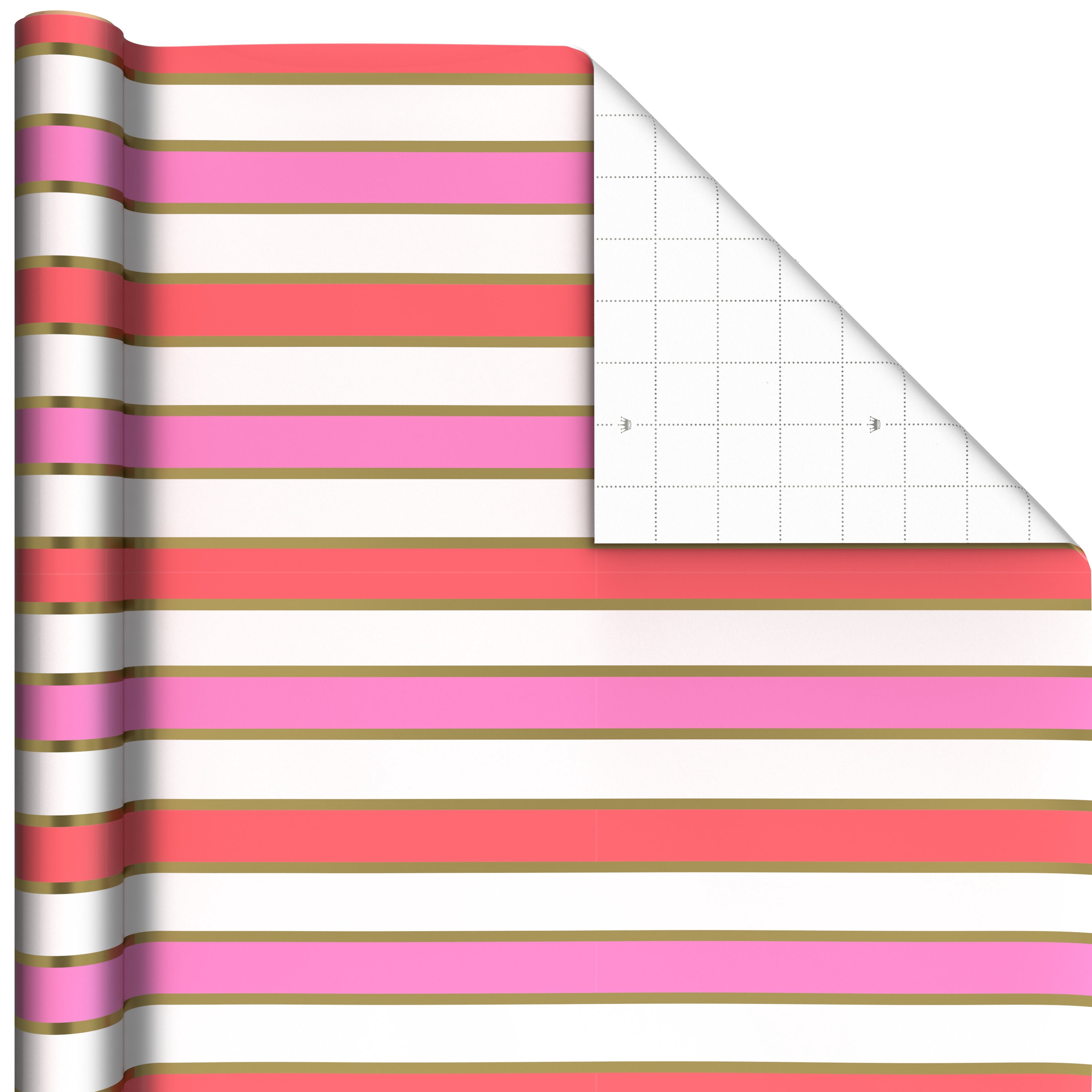 Hallmark Wrapping Paper Roll (Pink and Gold Foil Stripes) 17.5 sq. ft.