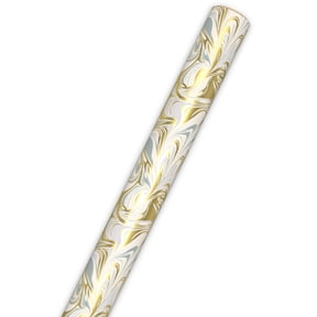 Hallmark Wrapping Paper Roll (Silver, Gold and Cream Metallic Marble) 17.5 sq. ft.